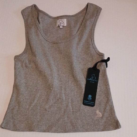 Kuwalla-Tee Tops - ComfyLuxe Women's Gray Ribbed Tank Top